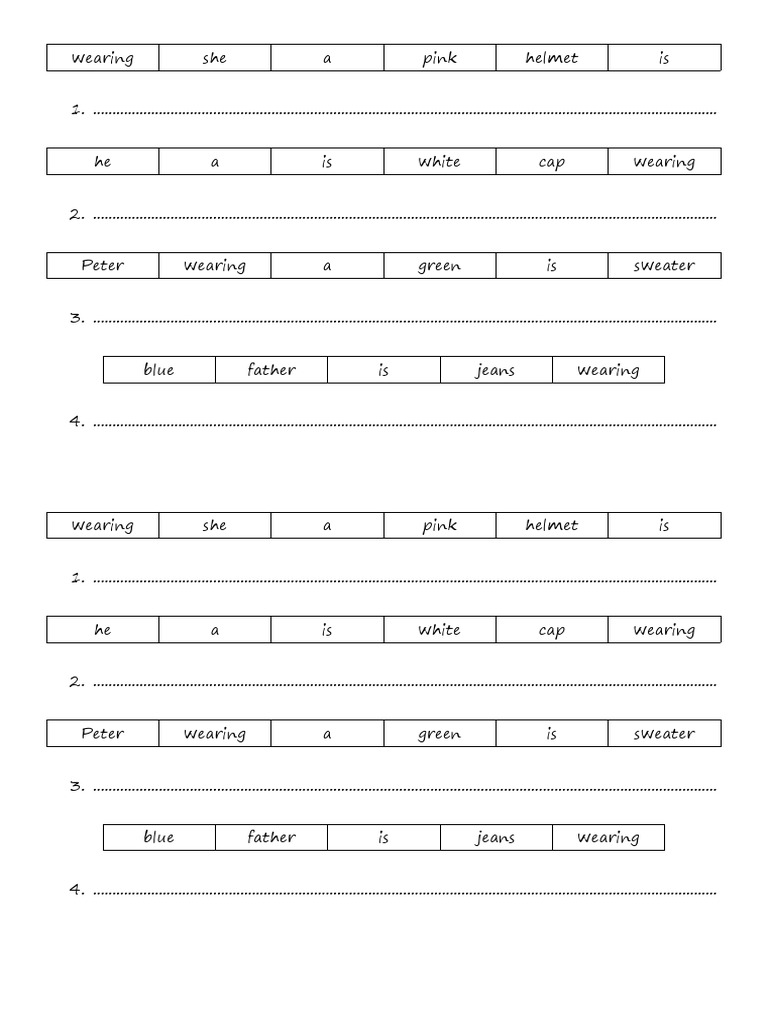 Rearranging Sentences Worksheet | PDF | Clothing | Leisure