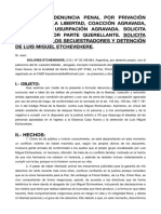 Denuncia Privación Ilegitima de La Libertad y Coacción Agravada