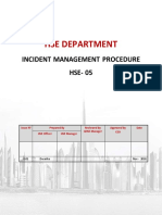 Hse Department: Incident Management Procedure HSE-05