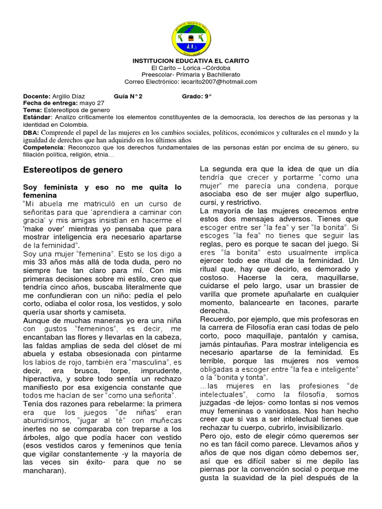 Estereotipos de género y feminidad | PDF | Estereotipos | Mujer