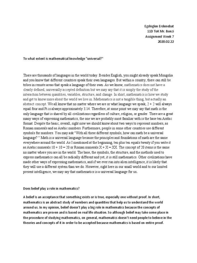 Universality of Mathematical Knowledge | PDF | Mathematical Proof ...