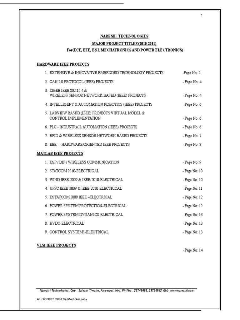IEEE Project Titles for ECE & EEE | PDF | Electrical Engineering ...
