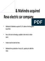 Mahindra&Mahindra Acquired Reva Electric Car Company