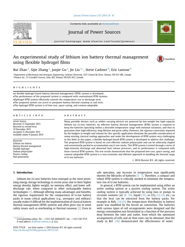 An Experimental Study of Lithium Ion Battery Thermal Management PDF ...
