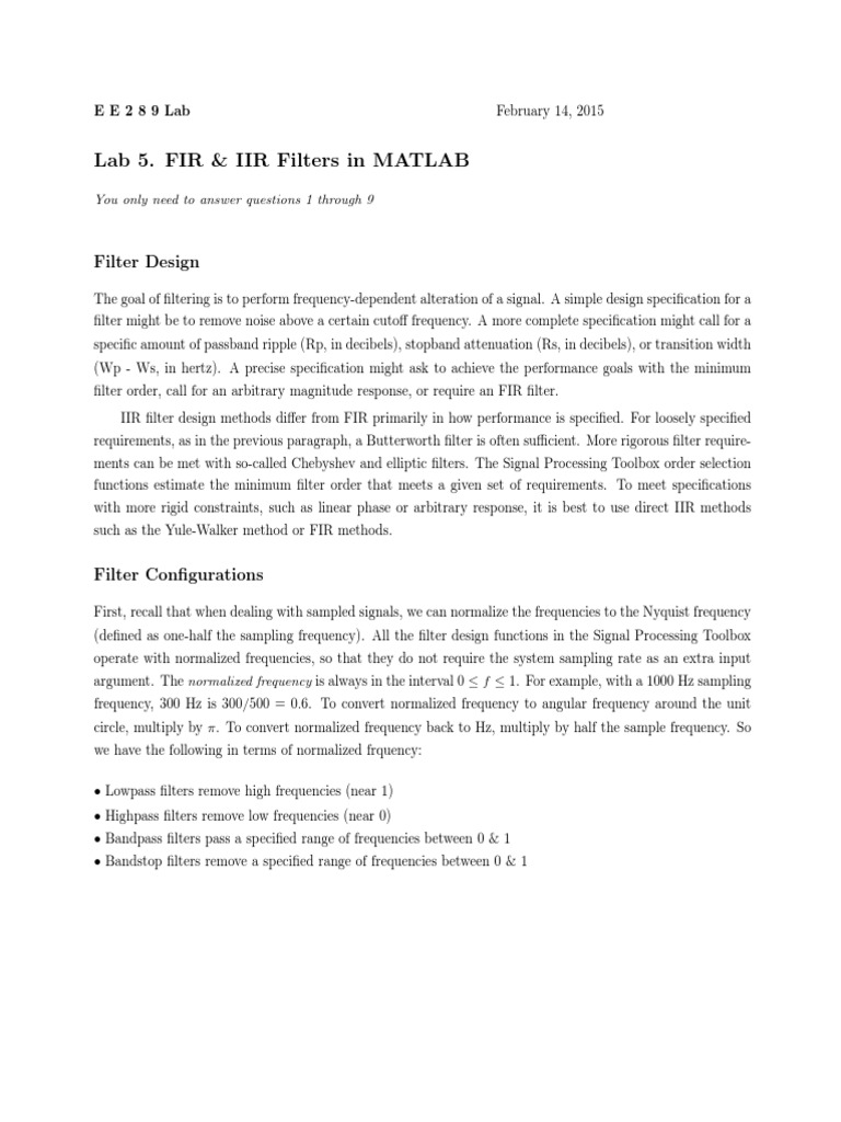 An Analysis of FIR and IIR Filter Design Using MATLAB | PDF | Low Pass ...