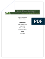 Project Management Final Term Paper: Sadia Yasmeen (033) Bba-Viii