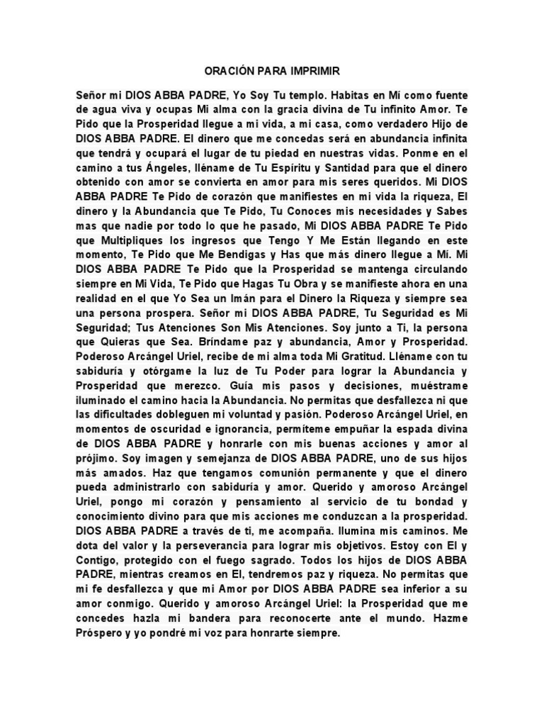 Oración para Imprimir | PDF | Amor | Oración