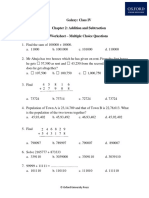 Galaxy: Class IV Chapter 2: Addition and Subtraction Worksheet - Multiple Choice Questions