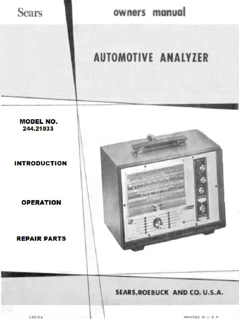 Sears Penske Automotive Analyzer PDF PDF