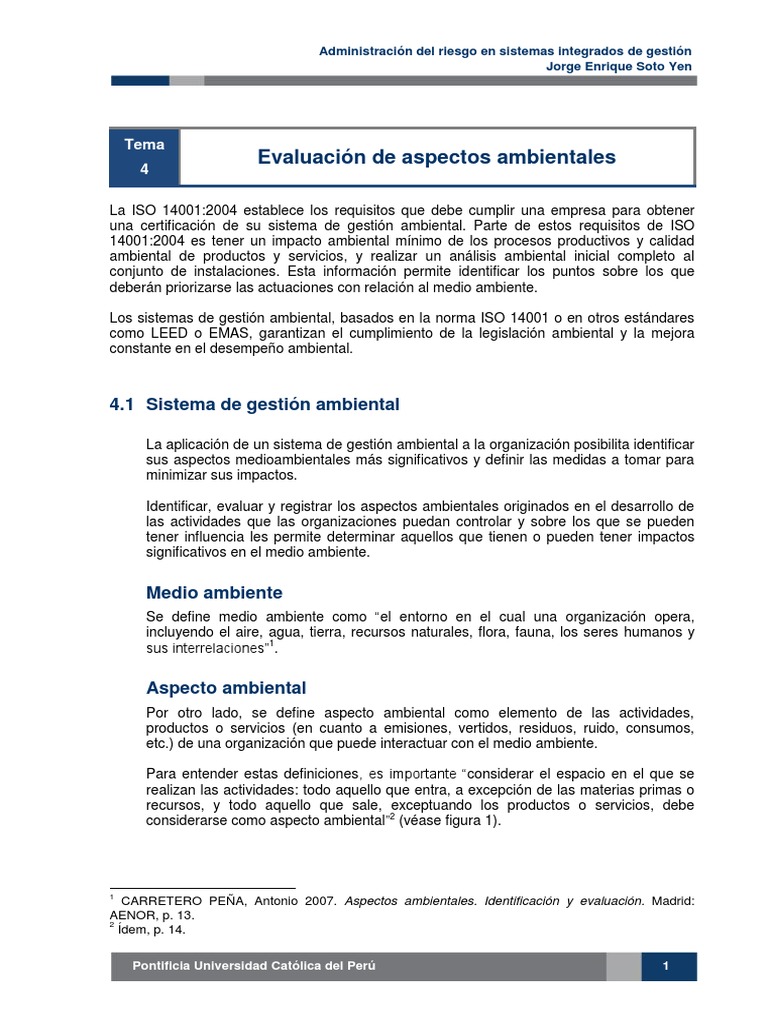 Gestión de Riesgos Ambientales ISO 14001 | PDF | Residuos | Entorno natural