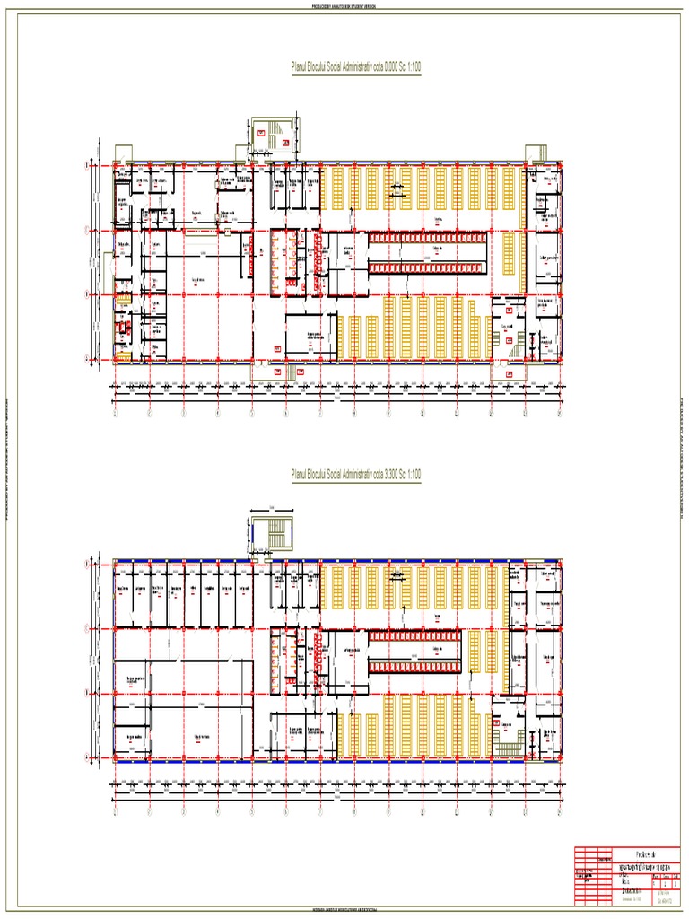Planul Blocului Social Administrativ Cota 0.000 Sc. 1:100: Utm Fua Gr ...