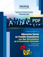 Unidad de Formación No. 13. Educación Inicial en Familia Comunitaria. Los Ejes Articuladores en La Concreción Curricular. (Educación Regular)