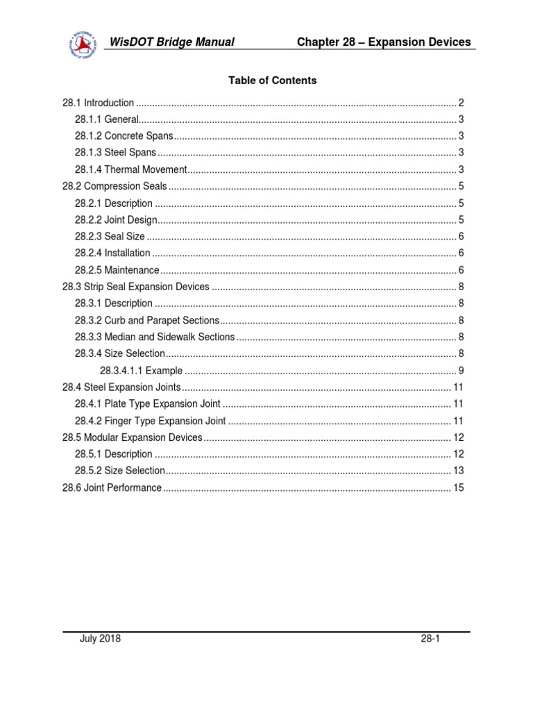 Wisdot Bridge Manual Chapter 28 Expansion Devices PDF Thermal