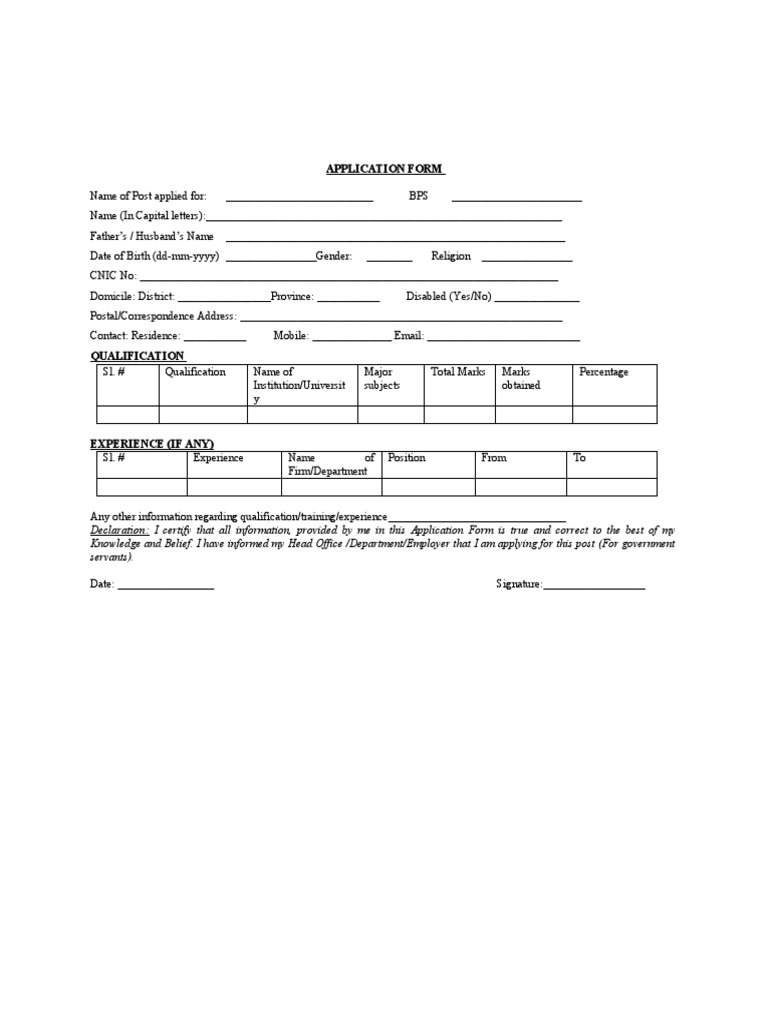 Application Form | PDF | Career & Growth | Business