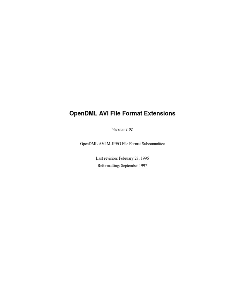 OpenDML AVI File Format Extensions PDF | PDF | Data Compression | Video