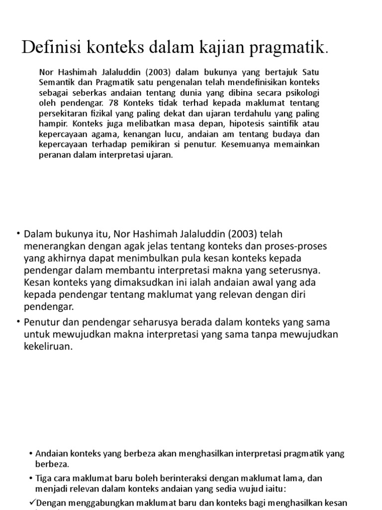 Definisi Konteks Dalam Kajian Pragmatik | PDF