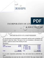 Incorporation and Accounting for Partnerships and Joint Ventures