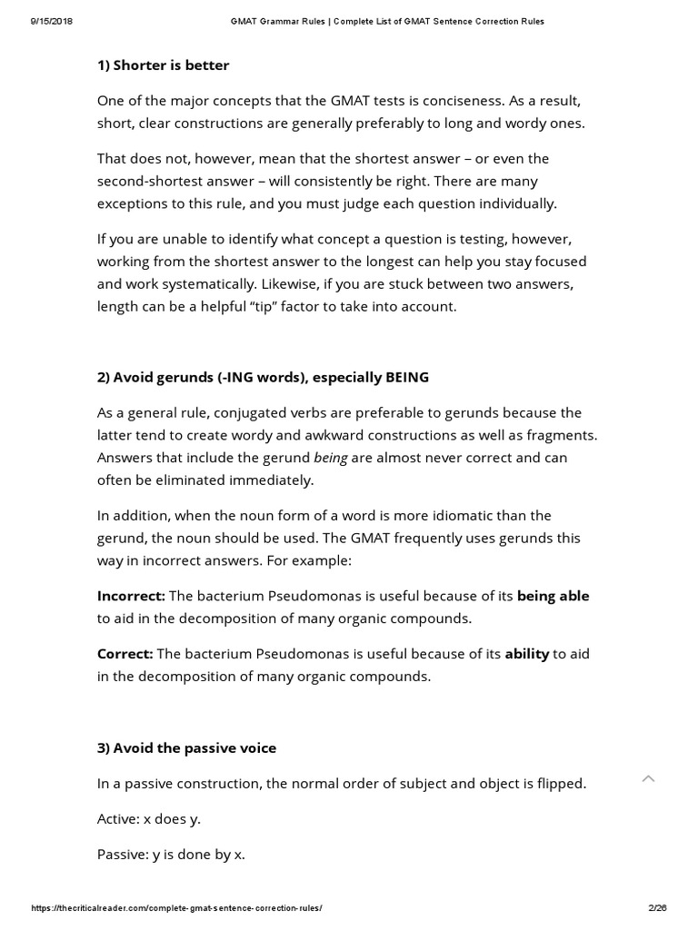 GMAT Grammar Rules Complete List of GMAT Sentence Correction Rules