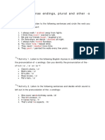 Key To Exercises 3.1. - Past Tense Endings, Plural - Other S - Endings PDF