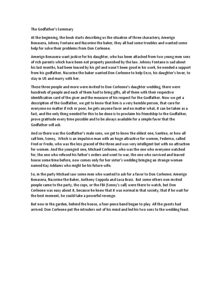 The Godfather's Summary | PDF | Gang Activity