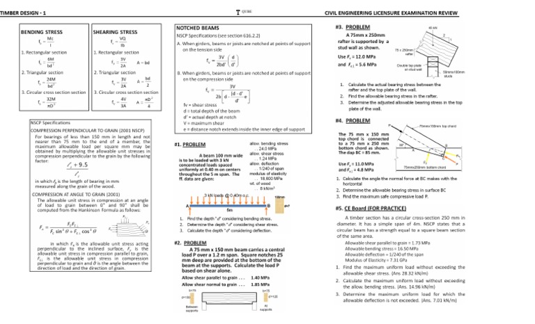 Timber Design for Civil Engineering Exam | PDF
