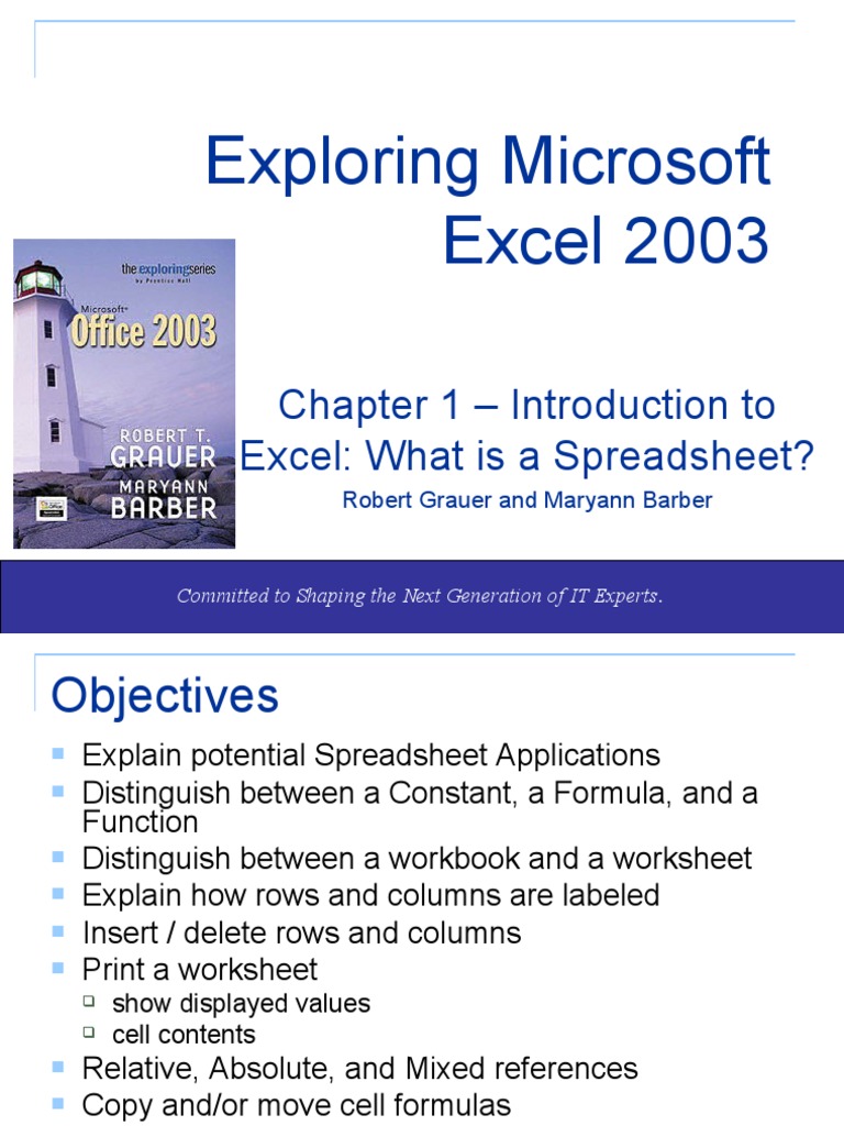 Exploring Microsoft Excel 2003: Chapter 1 - Introduction To Excel: What ...