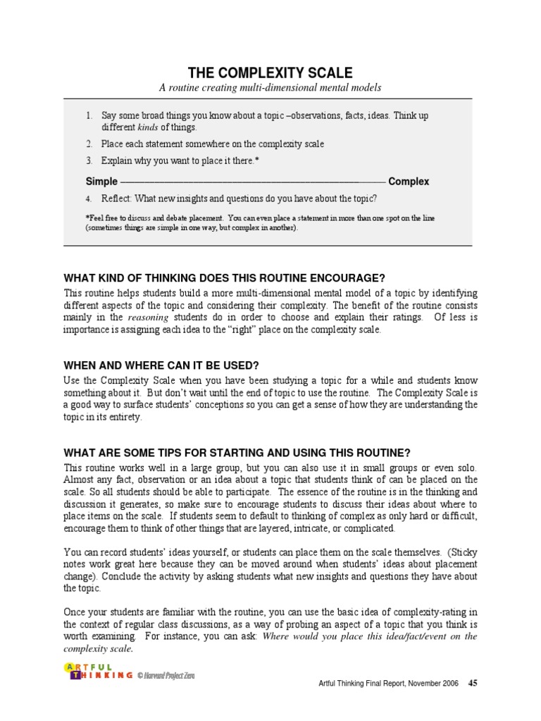 The Complexity Scale: A Routine Creating Multi-Dimensional Mental ...