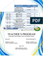 Teacher's daily schedule and responsibilities