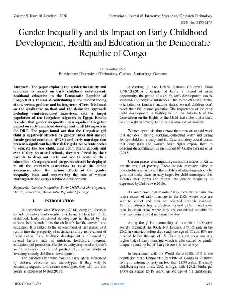 Gender Inequality and Its Impact On Early Childhood Development, Health ...