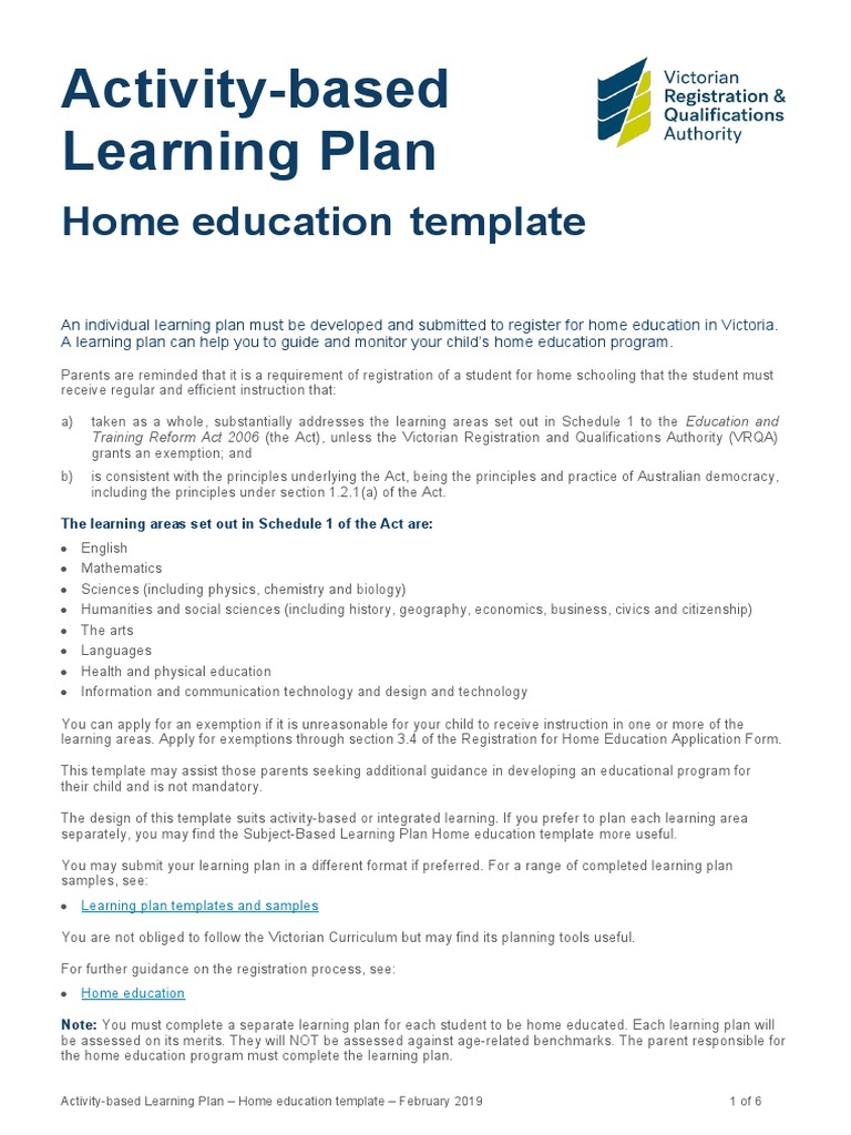 Home Education Plan Template | PDF | Humanities | Learning