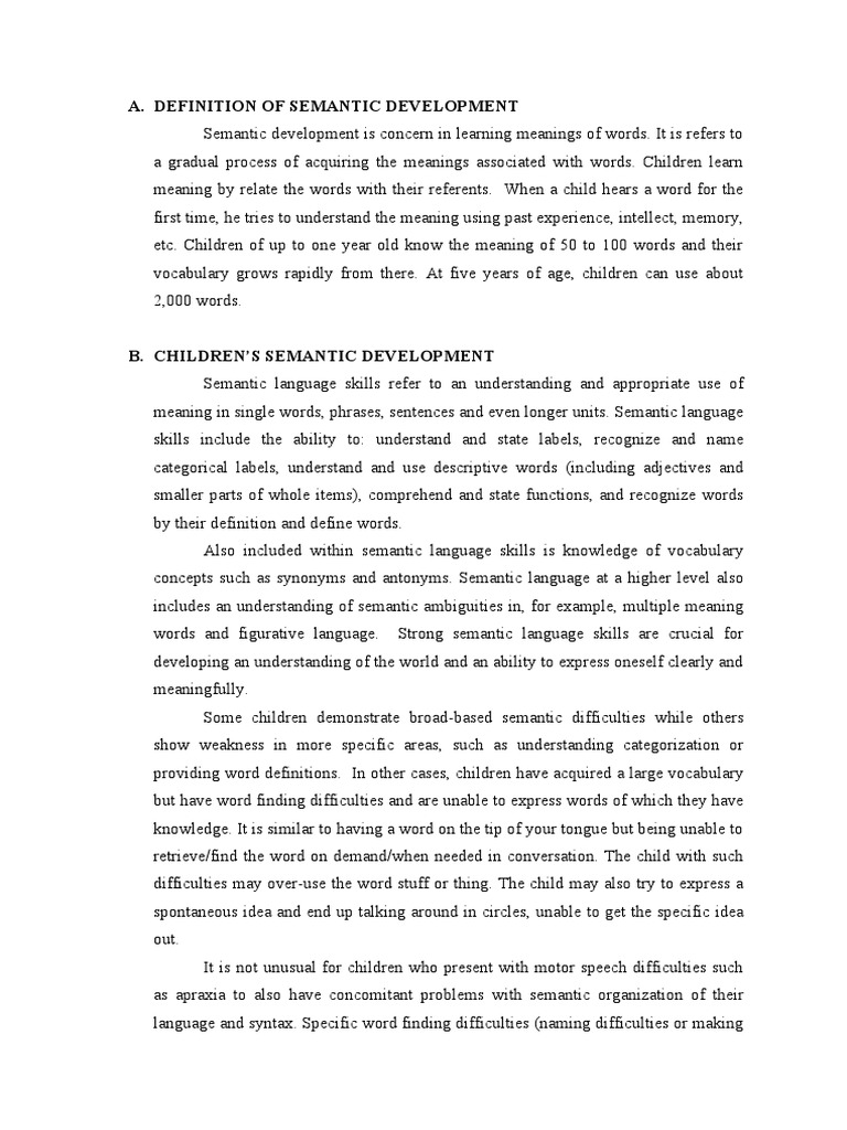Understanding Semantic Development in Kids | PDF | Word | Semantics