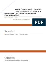 Proposed Academic Plans For The 2 Semester AY 2019-2020 and 1 Semester AY 2020-2021 (During and Post Enhanced Community Quarantine (ECQ)