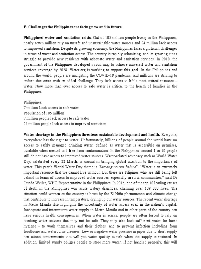 Philippines Water and Sanitation Crisis | PDF | Wash | Sanitation
