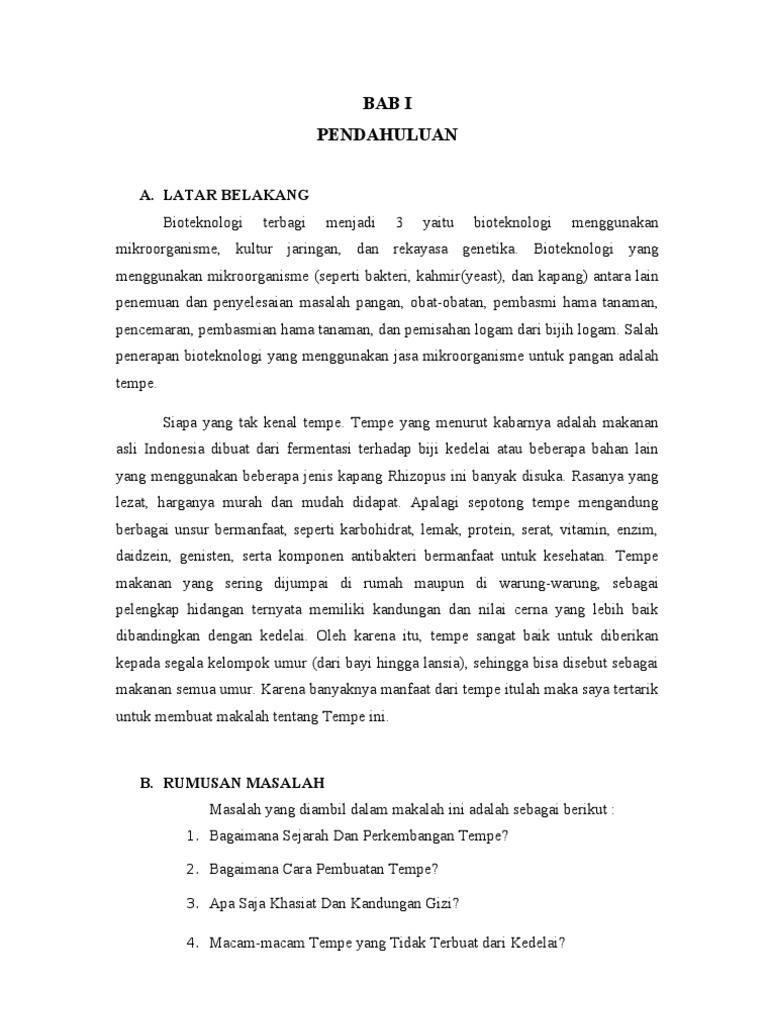 Makalah Biologi Tentang Tempe