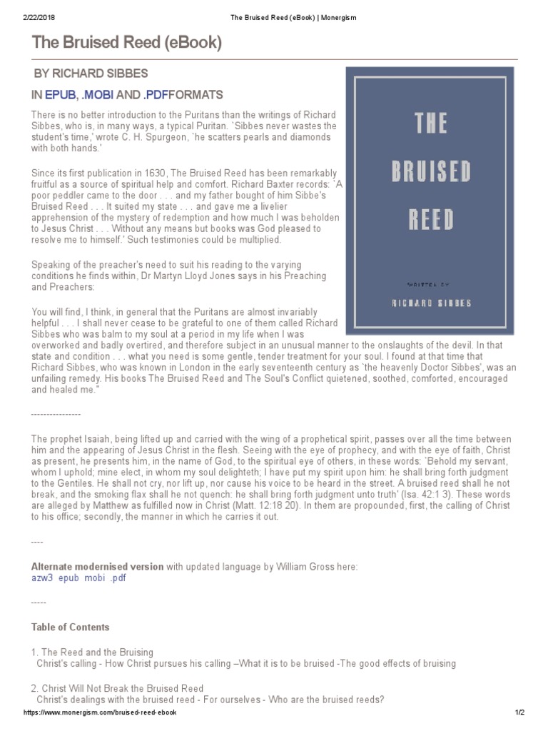 The Bruised Reed by Richard Sibbes | PDF | Last Judgment | Grace In ...