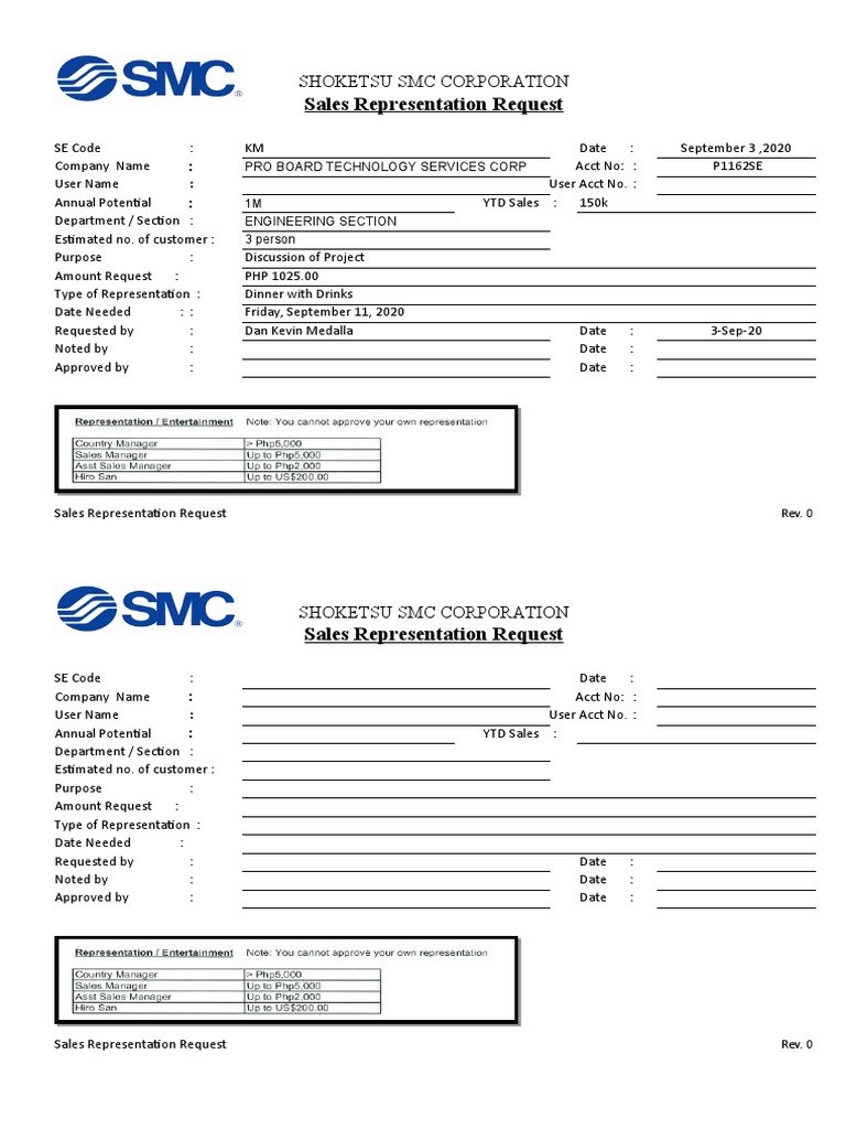 Sales Representation Request Form | PDF