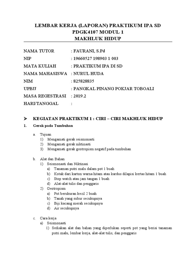 Laporan Praktikum Ipa SD | PDF