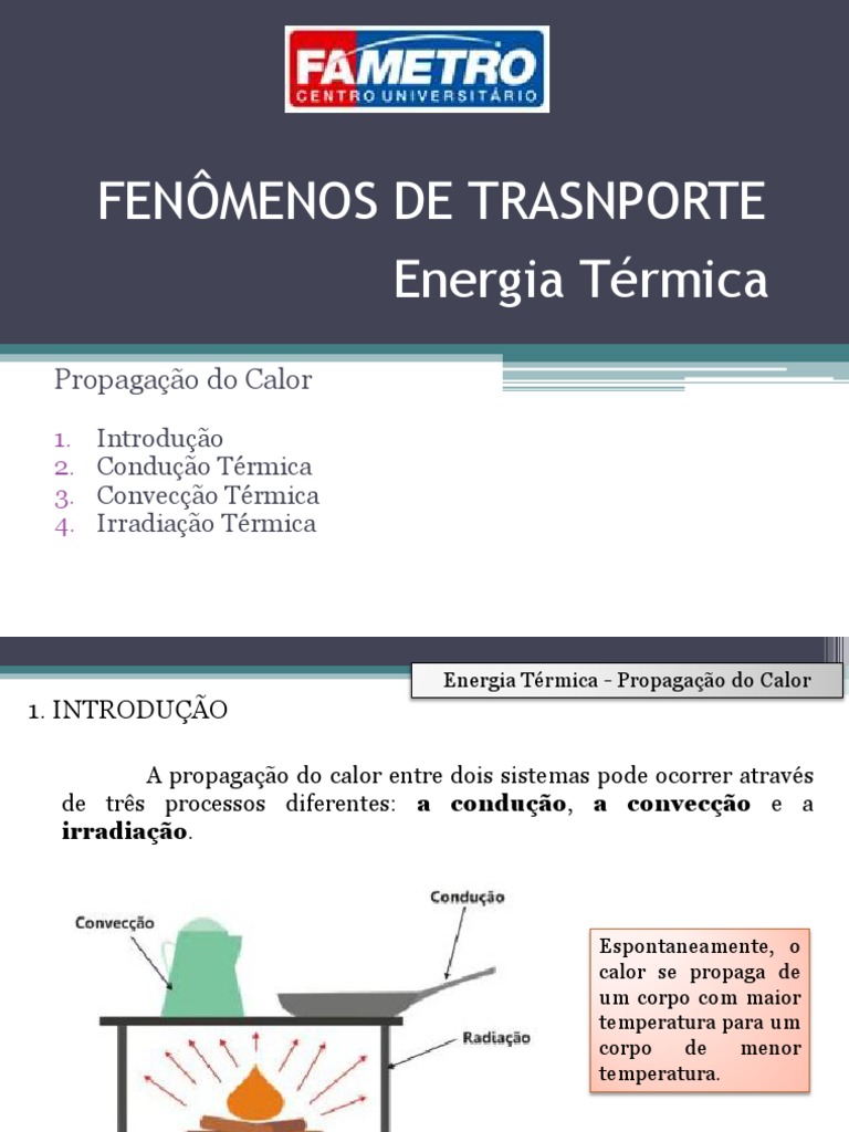 Propagação Do Calor - Condução | PDF | Calor | Transferência de calor