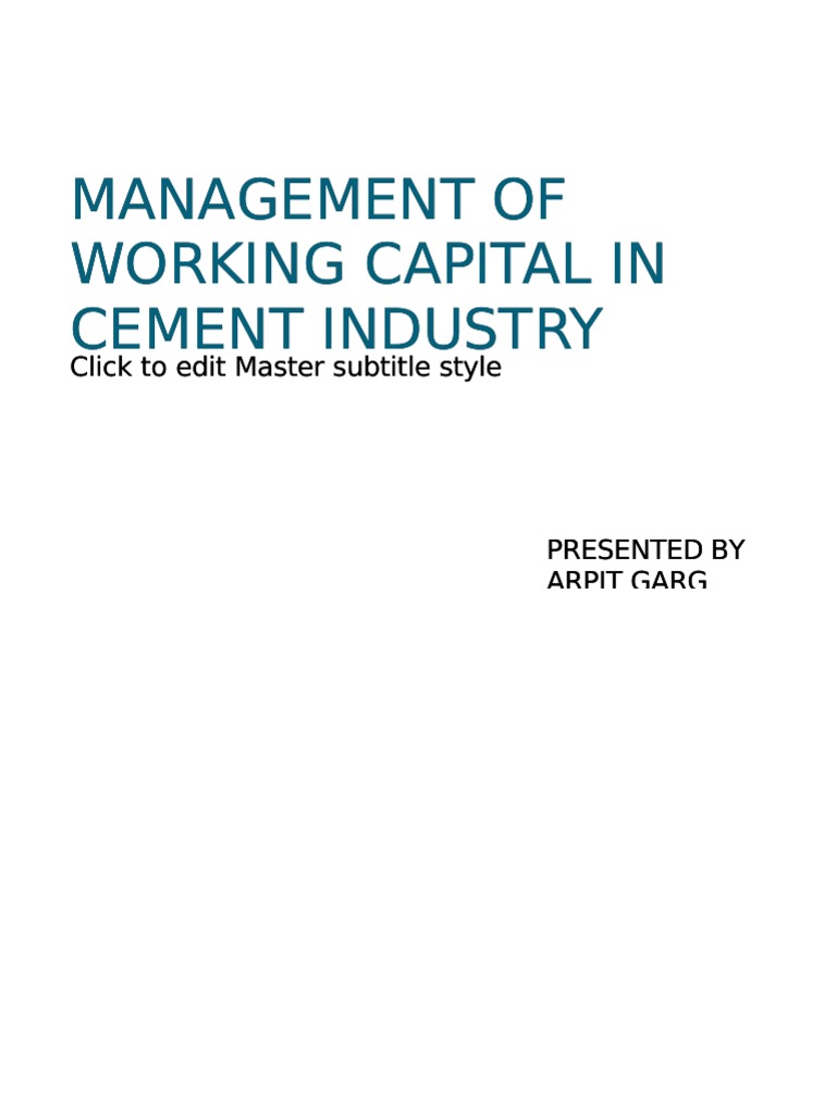 Working Capital in Cement Industry | PDF | Working Capital | Banks