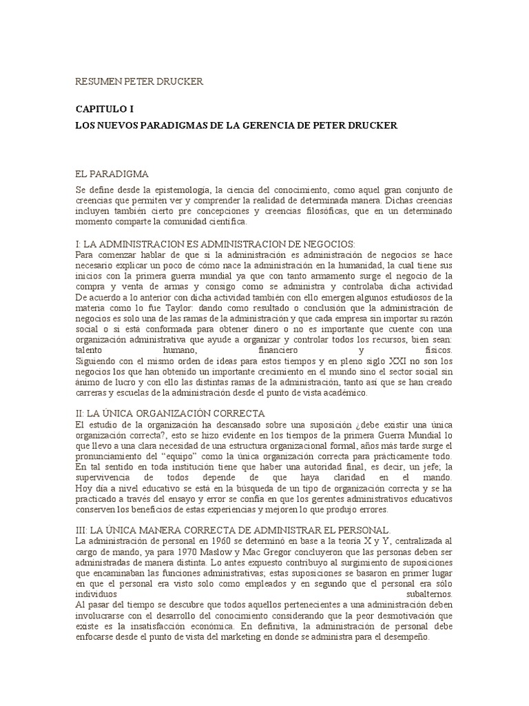 Paradigmas de la Gerencia según Drucker | PDF | Paradigma | Institución