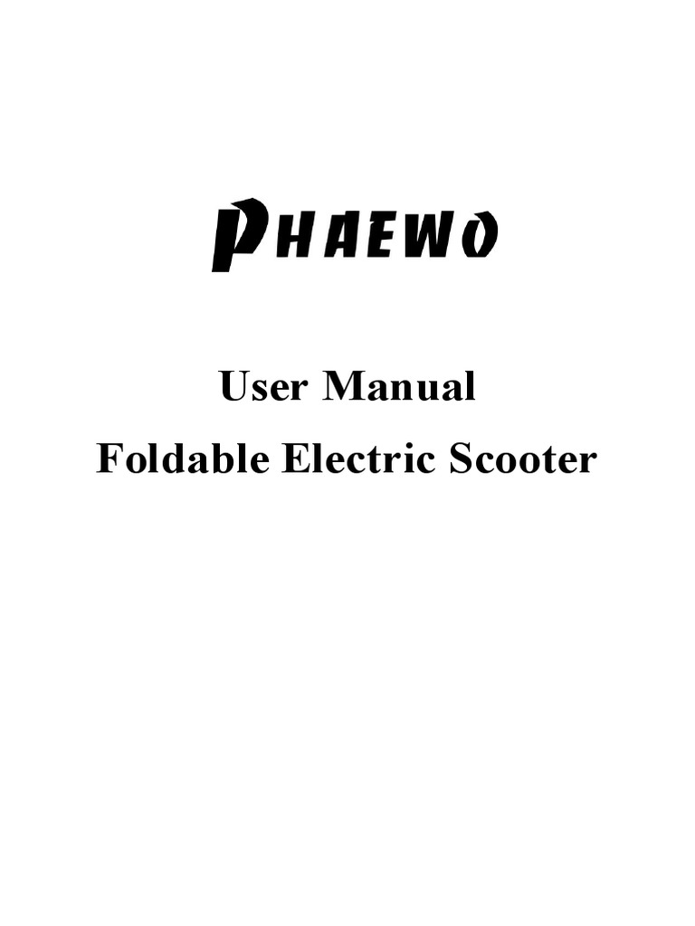 User Manual Foldable Electric Scooter | PDF | Vehicles | Water