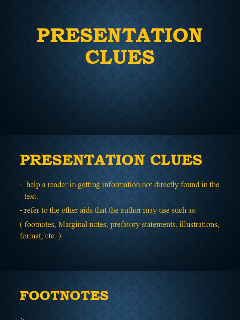 example of presentation clues