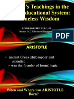 Aristotle's Teachings in The Present Educational System: A Timeless Wisdom