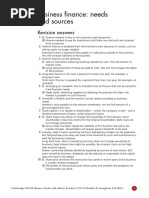 Business Finance: Needs and Sources: Revision Answers