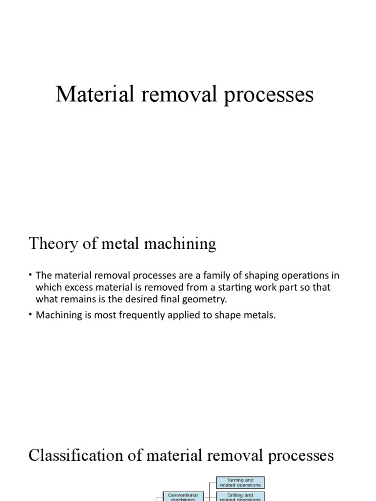 Overview of Material Removal Processes | PDF | Machining | Drilling