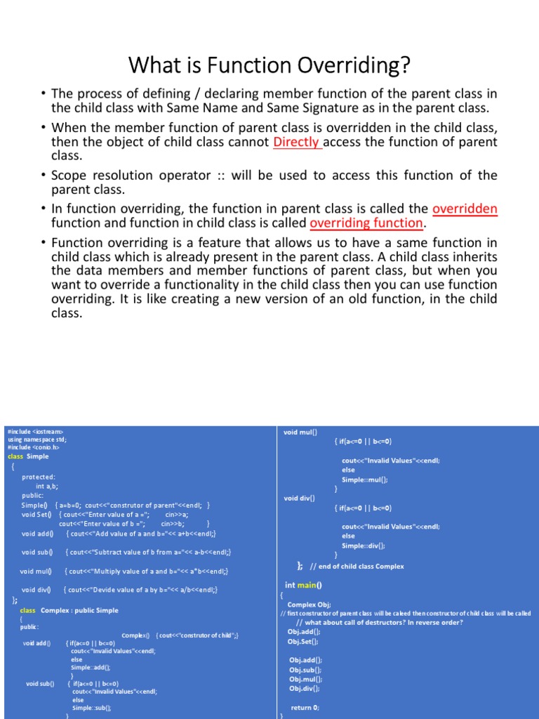 What Is Function Overriding?: Directly | PDF | Inheritance (Object ...