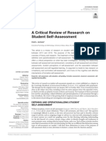 A Critical Review of Research On Student Self-Assessment: Heidi L. Andrade