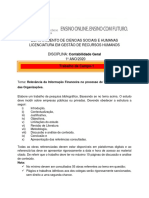 Departamento de Ciencias Sociais E Humanas Licenciatura em Gestão de Recursos Humanos DISCIPLINA: Contabilidade Geral 1º ANO/2020