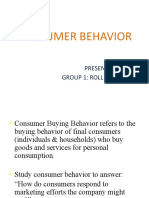 Consumer Behavior: Presented By: Group 1: Roll No 1 - 9