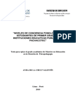 2010_De la Cruz_Niveles de conciencia fonológica en estudiantes de primer grado de instituciones públicas de Pachacútec
